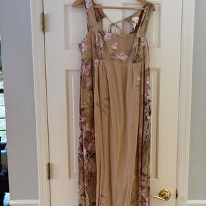 Anthropologie Aurelie Beige Floral Maxi Dress
